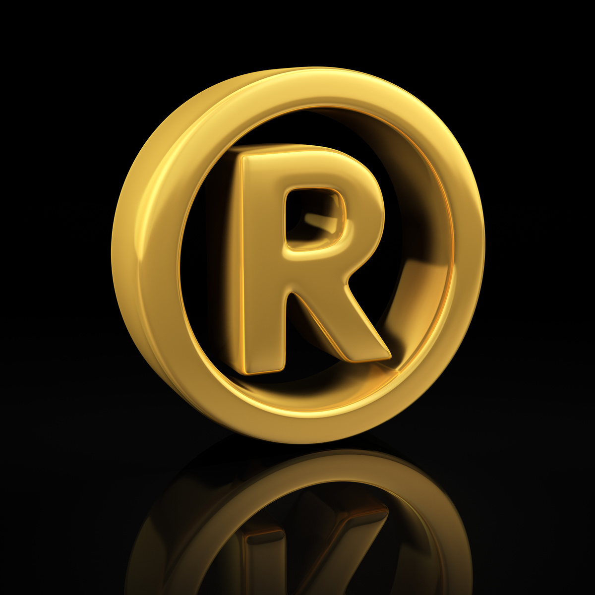 Gold registered trademark on black